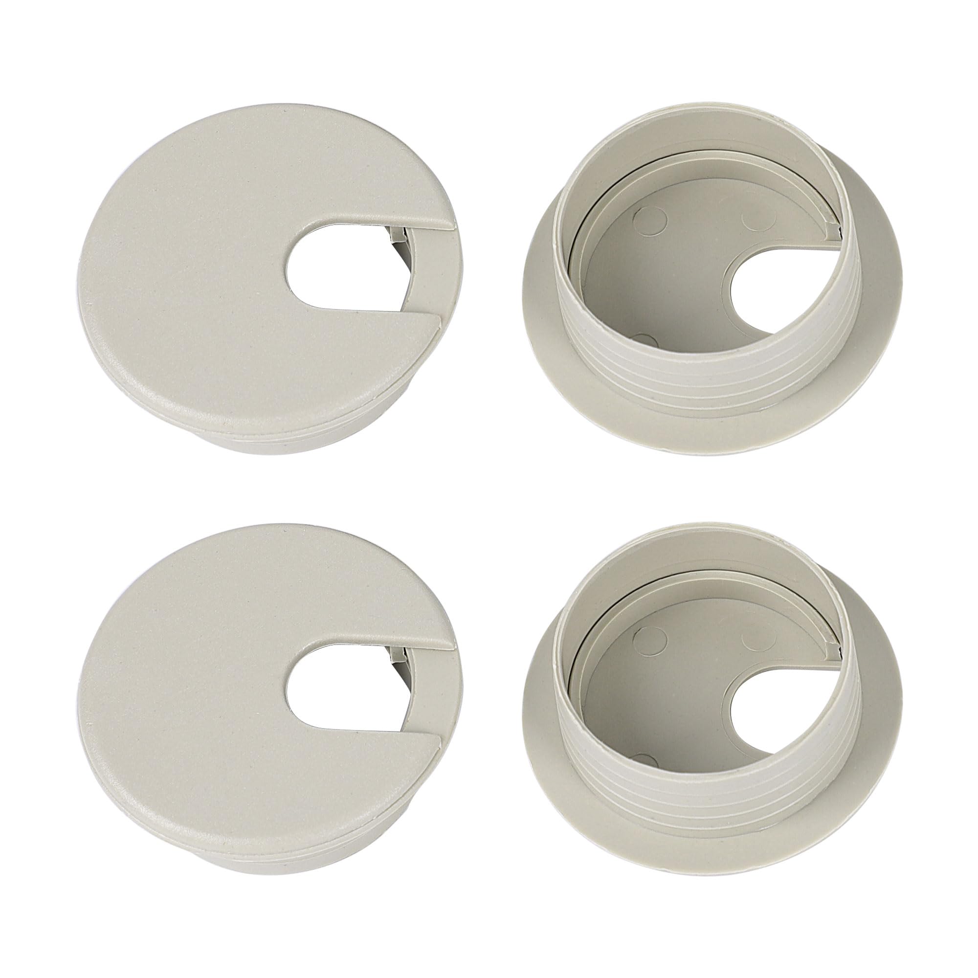 sourcingmap 4PCS Office Computer Desk Grommet 35mm Gray Plastic Desk Cord Cable Hole Cover Grommets