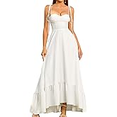 GLNEGE Women's Summer Spaghetti Strap Maxi Wedding Guest Dress Smocked Ruffle Tea Party Dresses Flowy A Line Sundress
