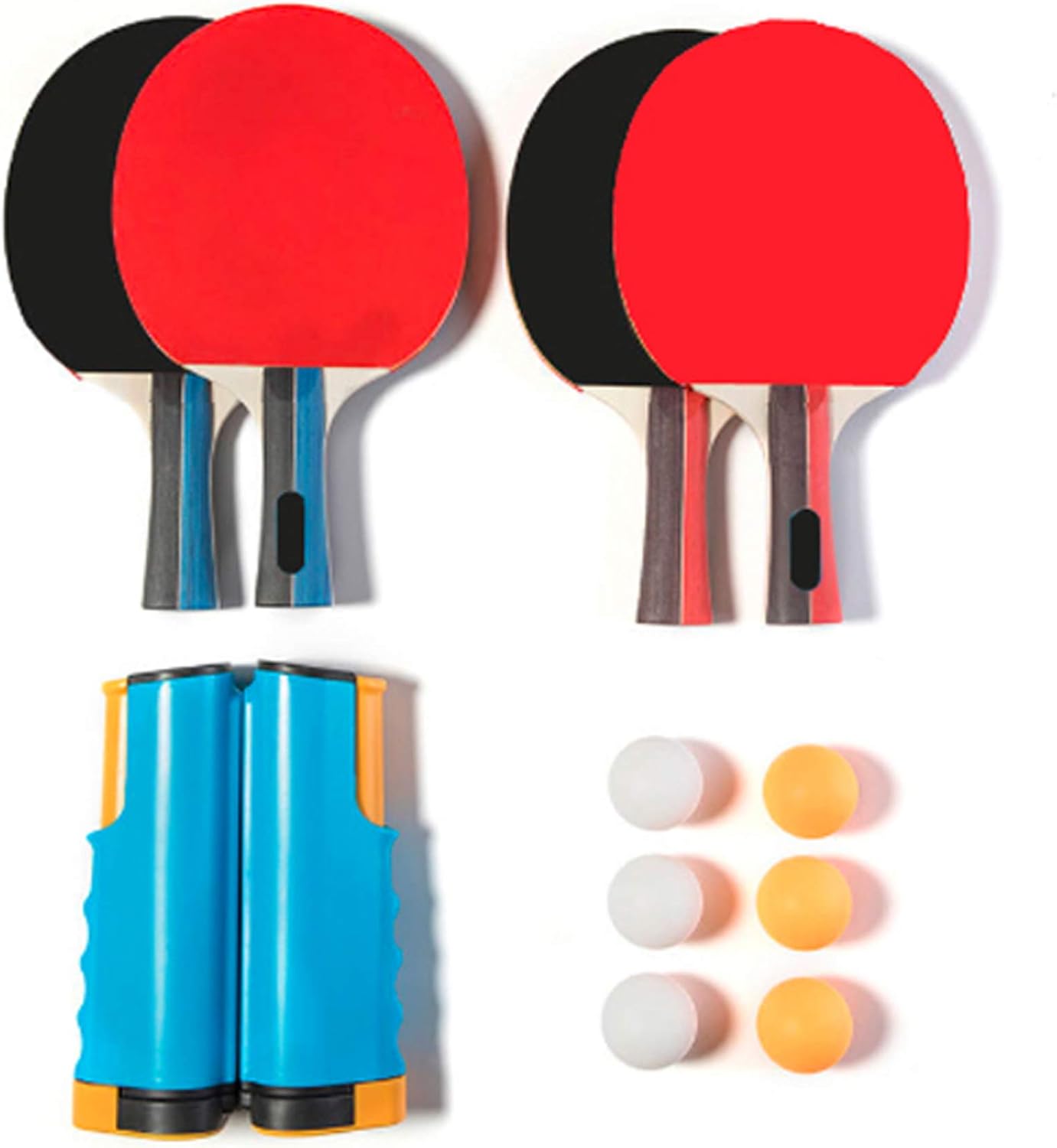 Ping Pong Paddle Set with Table Tennis Net, 4 Table Tennis Rackets and 6 Ping Pong Balls, Includes Convenient Portable Bag for Professionals and Amateurs, Children Adult, Indoor or Outdoor Play : Sports & Outdoors