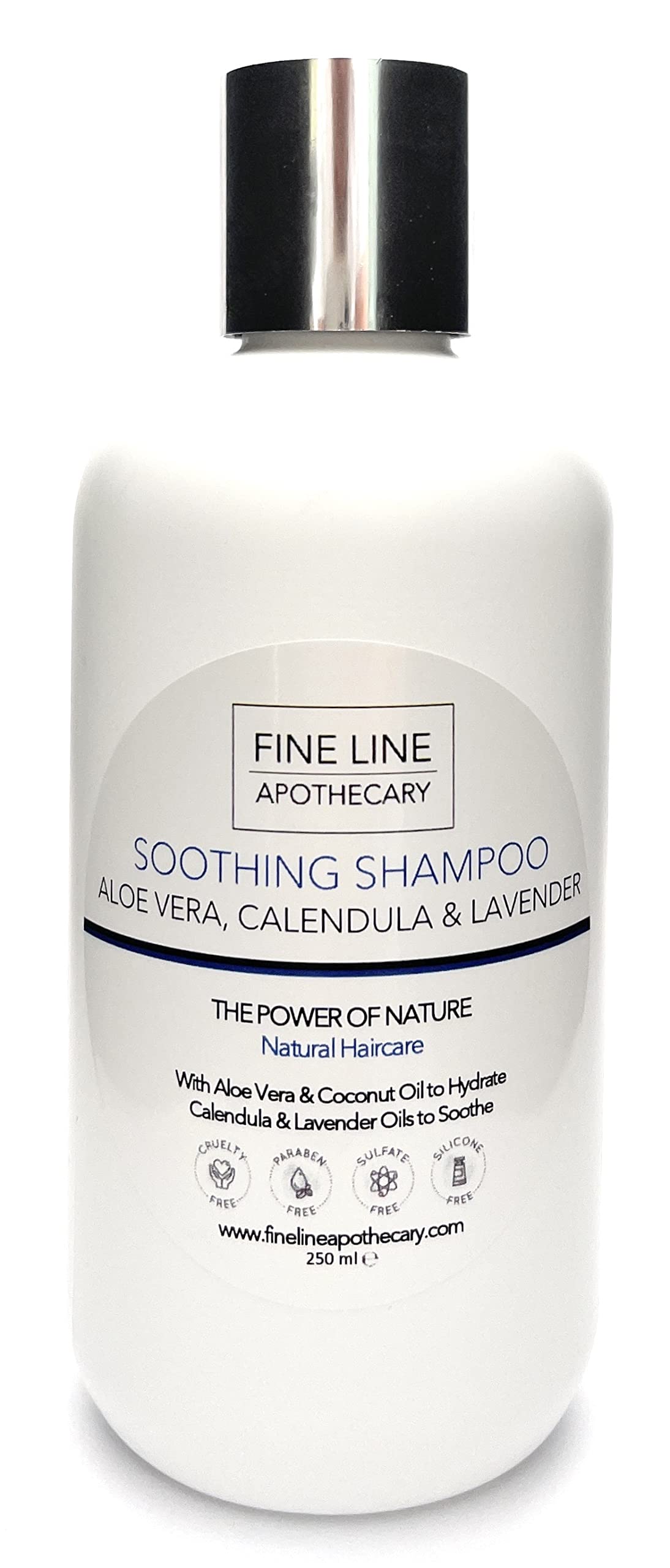 Fine Line Apothecary Soothing Scalp Shampoo – 99% Natural-Origin – With Aloe Vera, Calendula & Lavender – pH 5.5 Balanced for Sensitive Skin – Sulfate & Paraben Free – 250ml