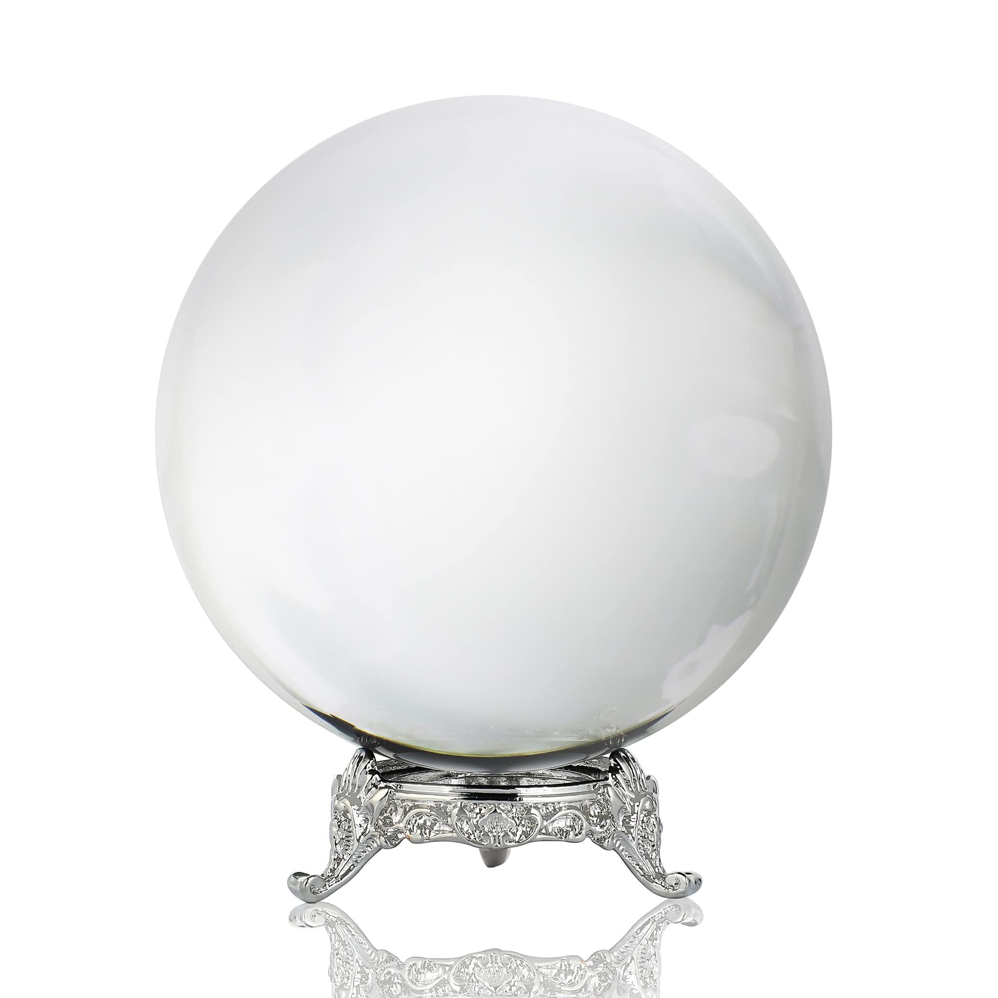 HDCRYSTALGIFTS 60mm 3D Clear Crystal Ball Figurine Gifts for Women Men Glass Transparent Crystal Ball with Stand Paperweights Glass Sphere Ball Ornaments Decor Gifts for Lovers