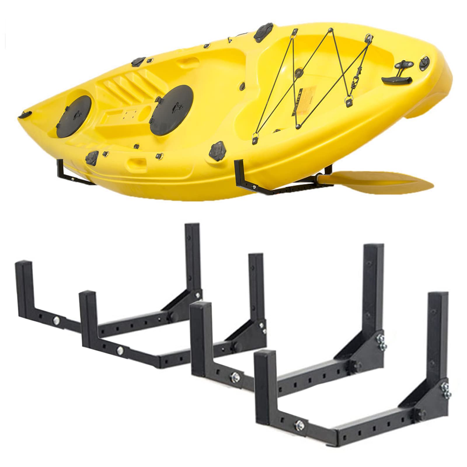 Photo 1 of Wallmaster Kayak Storage Hooks Hangers, Adjustable Garage Storage Rack Wall Mount - 2 Set of 4 Heavy Duty Hooks for Canoe, Paddle Board, Surfboard, Snowboard
