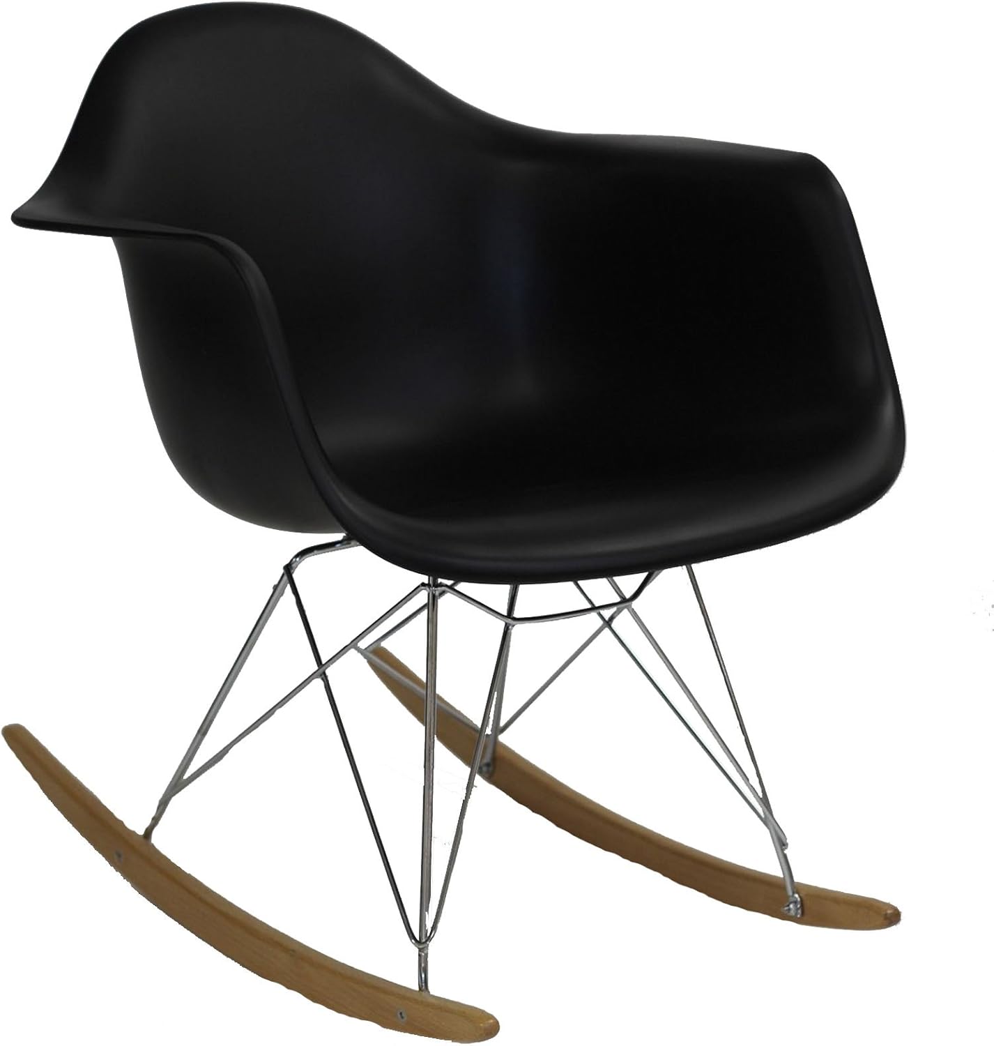 Modway Rocker Mid-Century Modern Molded Plastic Living Room Lounge Chair Rocker in Black