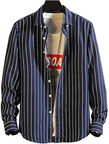 Amazon エアバイ 長袖 5色展開 ストライプ シャツ メンズ A081 M 3xl シャツ 通販