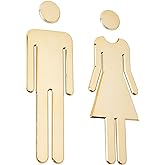 GORGECRAFT Restroom Identification Signs Men Women Brushed Bathroom Sign Door Signage Decor Plastic Figure Set Self Adhesive Back for Business Office Restaurant (Gold)