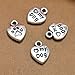 ALIMITOPIA 60pcs My Dog Lettering Pet Charm Peach Heart Shape Double-sided Pendant with Pawprint for DIY Bracelet Necklace Jewelry Making Findings(Silver Tone)