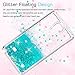 Note 4 Case,Galaxy Note 4 Case with HD Screen Protector for Girls Women,LeYi Cute Shiny Glitter Moving Quicksand Liquid Clear TPU Protective Phone Cover Case for Samsung Galaxy Note 4 ZX Turquoise