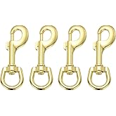 PATIKIL 4Pcs Flag Swivel Snap Clips, 4.1 Inch Heavy Duty Alloy Flag Pole Snaps Hooks Stainless Flagpole Accessories for Rope Hardware Key Chain Leash Leather Craft, Gold Tone