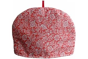 BAOZOON Tea Cosy Cover Cotton Teapot Dust Cover for Keeping Warm Retro Printed Tea Pot Decor Cover Breakfast Warmer Insulated Tea Cozy for Kitchen Home Tea Pot(Red)