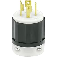 Leviton 2721 30 Amp, 250 Volt 3-phase, NEMA L15-30P, 3P, 4W, Locking Plug, Industrial Grade, Grounding - Black-White