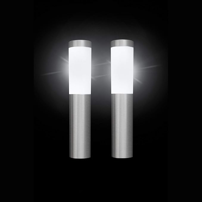 Spv Lights Oscar Solarleuchten Gross Edelstahl Solarlampen Fur Aussen Aus Mit Weissen Leds 2er Set Amazon De Garten