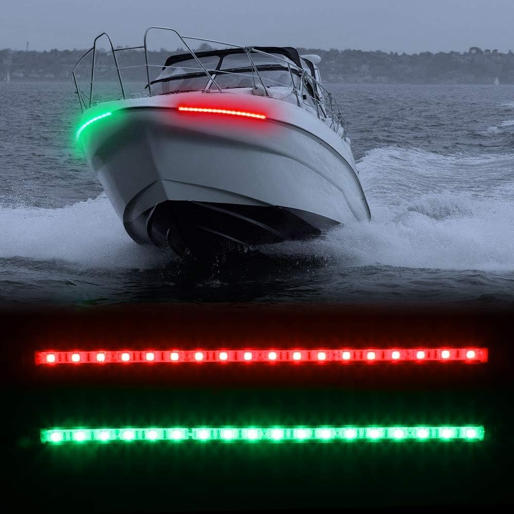 Obcursco 12 Inch LED Boat Bow Navigation Light Kits for Marine Boat Vessel Pontoon Yacht Skeeter - 1 Pair (Red and Green) : Sports & Outdoors