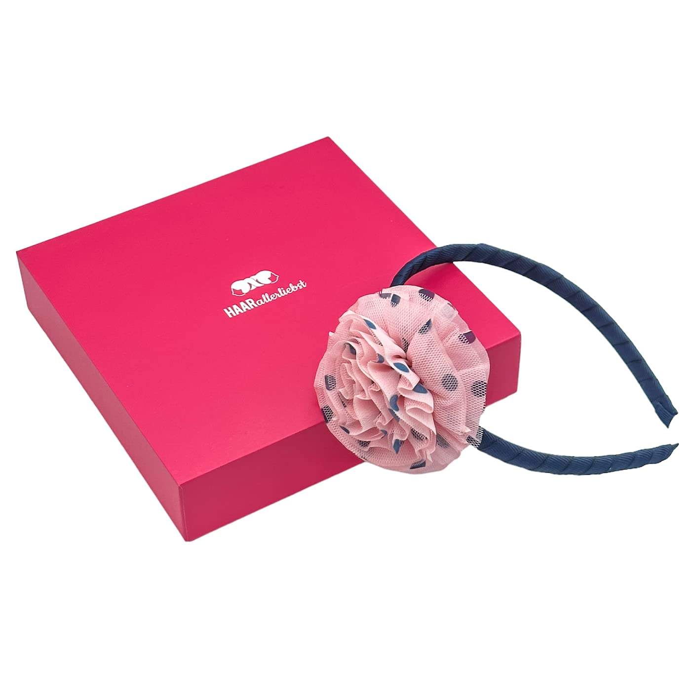 HAARallerliebst Hair Band (Tulle with Dots | Pink Blue) for Girls with Storage Box