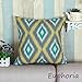CaliTime Canvas Throw Pillow Cover Case for Couch Sofa Home Decoration Geometric Accent 18 X 18 Inches Modern Ikat Diamonds Grey Yellow Teal