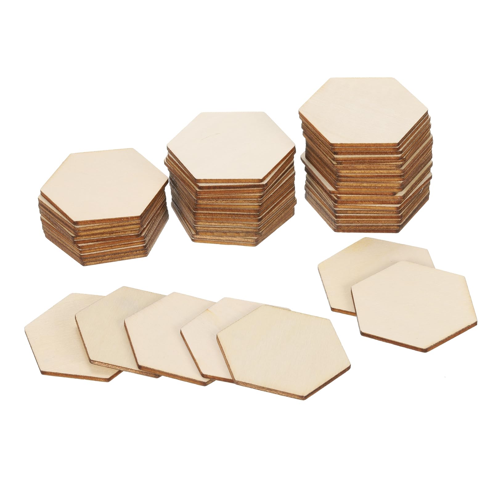 PATIKIL 2 Inch Unfinished Hexagon Wood Slices, 50 Pack Blank Wooden Discs Cutouts for DIY Art Crafts Painting Decor Christmas Decorations