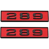 2Pcs 289 Engine Hood Scoop Emblems Badge 3D Decal Sticker Cars Trucks (Black Red)