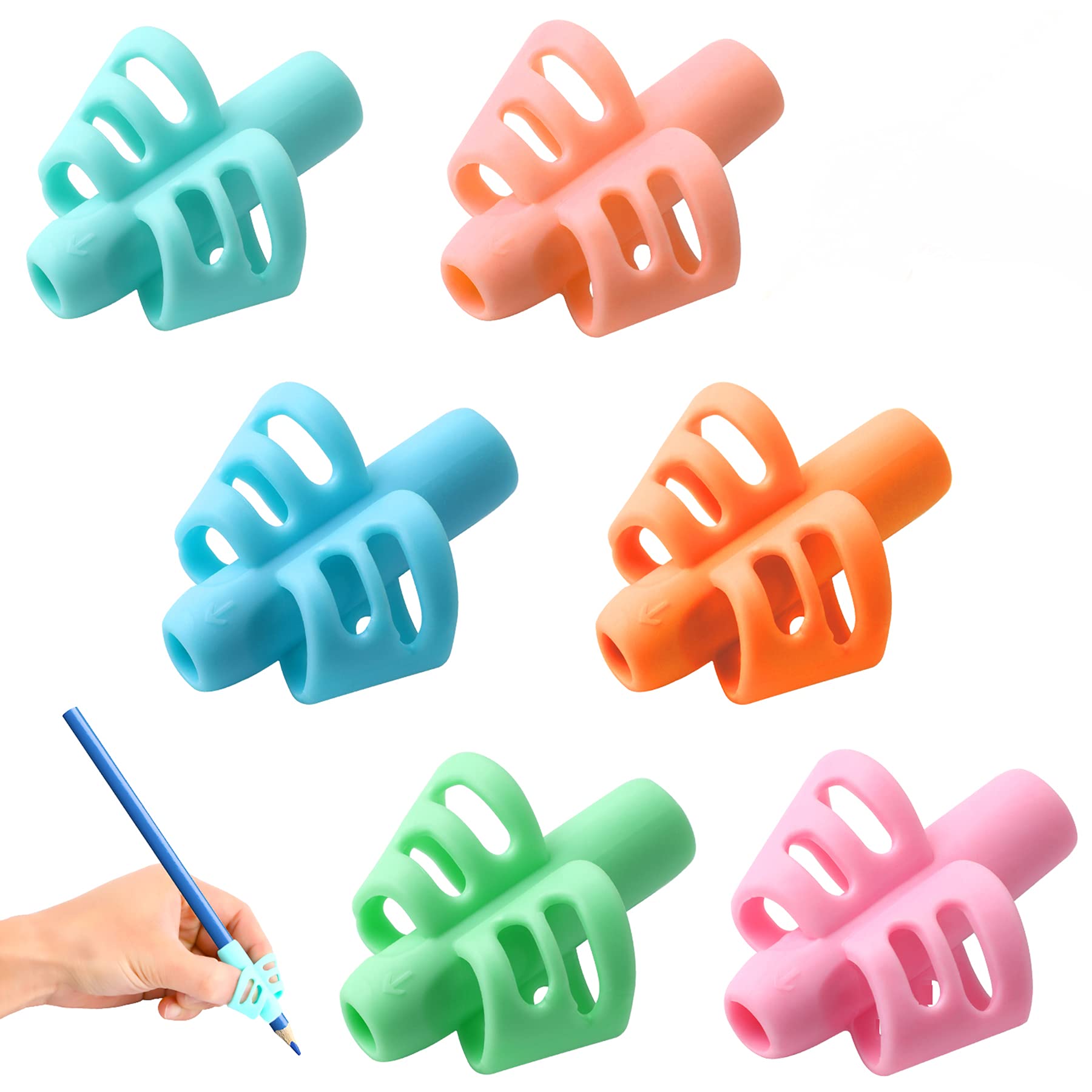 SANNIX 6 Pack Pencil Grips for Kids Handwriting, Pencil Holder, Ergonomic Training Pencil Grips, Writing Tool for Toddlers, Preschoolers, Children — image 1