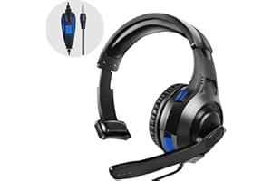 MEGADREAM One Ear Gaming Headset for PS5/PS4/Xbox Series S/Xbox Series X, Wired Online Game Unilateral Headset, 50mm Drivers|Detachable Mic|3.5mm Headphone Jack for Switch Lite, Xbox One, Laptop/Phone