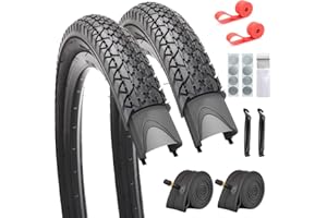 SIMEIQI 2 Pack 24"/ 26"x2.125" Inch Beach Cruiser Bike Tires and Tubes or without Tubes 24"/ 26"x1.75"/2.125" with 32mm AV Valves with or without 8 Patches Kit Compatible with 26 Inch Bicycle Tires