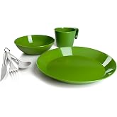 GSI Outdoors Cascadian Table Set I 6-Piece Camping, Backpacking Mess Kit, Plastic BPA Free, Plate, Bowl, Mug, Cup &amp; Cutlery Set