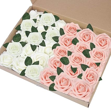 Eqlef Rose Artificielle Blanche Bricolage Faux Roses Fleur