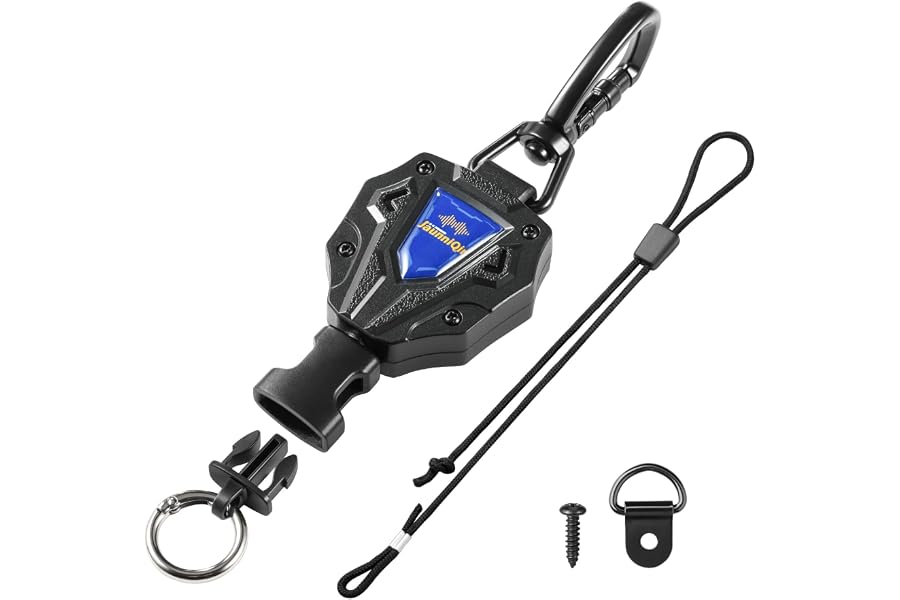 CB Mic Holder, Retractable CB Radio Microphone Hanger with 28" Stainless Steel Cord, Heavy-Duty Mic Tether with Adjustable Mount Kit & D-Ring with Screw, Perfect for Truck Drivers, Type-B