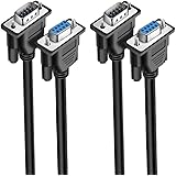 EVISWIY DB9 Cable Male to Female Extension Straight Through 3M 10 Foot 9 Pin Serial RS232 Cable M/F Black 2 Pack
