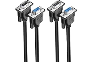 EVISWIY DB9 Cable Male to Female Extension Straight Through 3M 10 Foot 9 Pin Serial RS232 Cable M/F Black 2 Pack