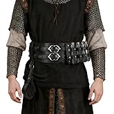 bcehyaa Medieval Viking Wide Belt - Renaissance Faux Leather Pirate Belt Pouch for Men & Women LARP, Halloween, Cosplay Party