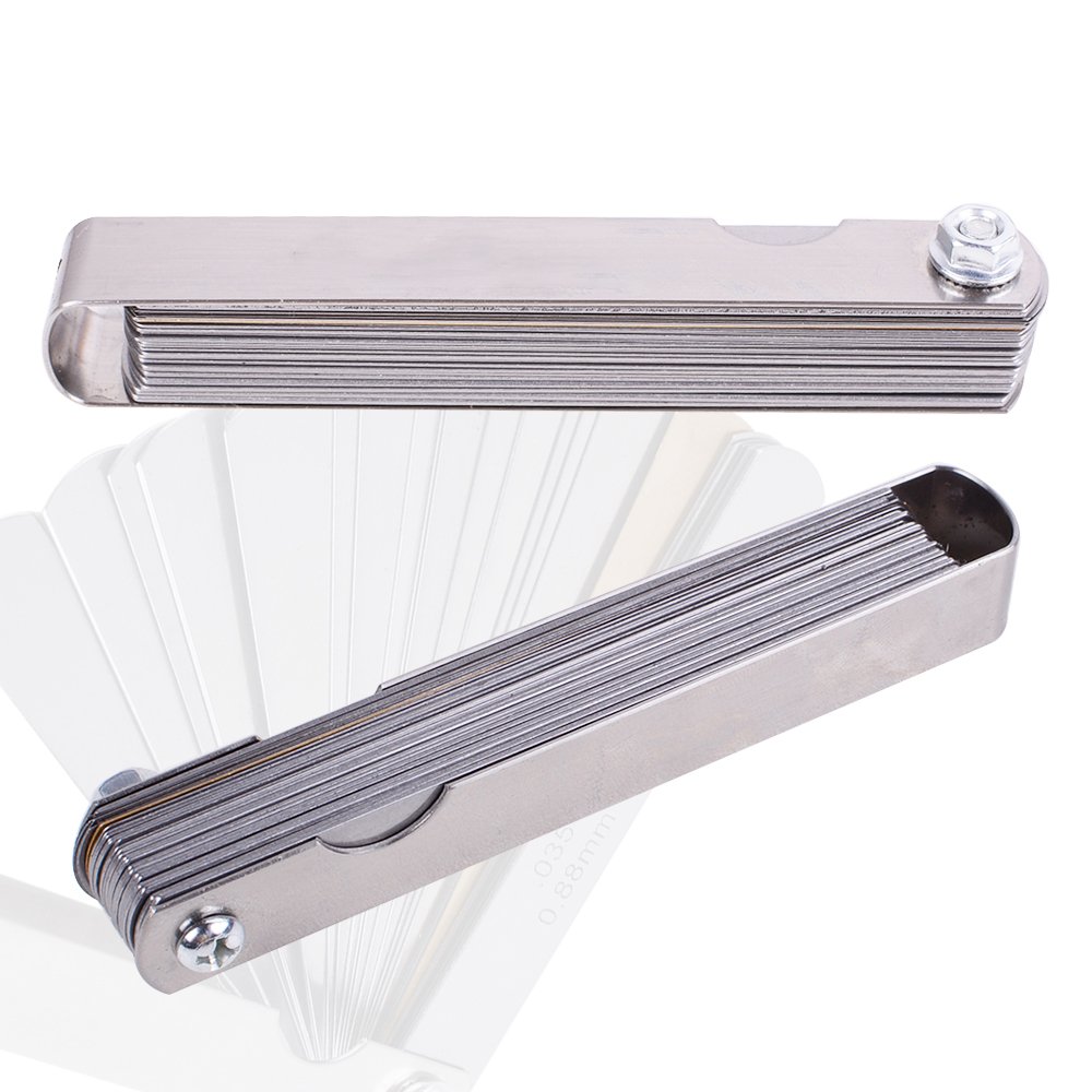 Ovovo 32 Blades Filler Gauge Set Stainless Steel Feeler Gauge Metric and Imperial Gap Measurement Tool 0.04-0.88mm/0.0015-0.035inch