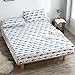 BuLuTu Navy Blue/Grey Shark Print Deep Pocket Fitted Bed Sheet Queen Cotton White-Breathable, Durable and Comfortable,Premium Single Bottom Fitted Sheet ONLY,No Pillowcases