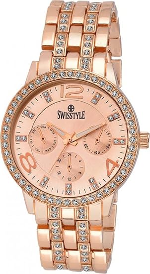 Swiss Analogue Women's Watch (Rose Gold Dial Rose Gold Colored Strap)