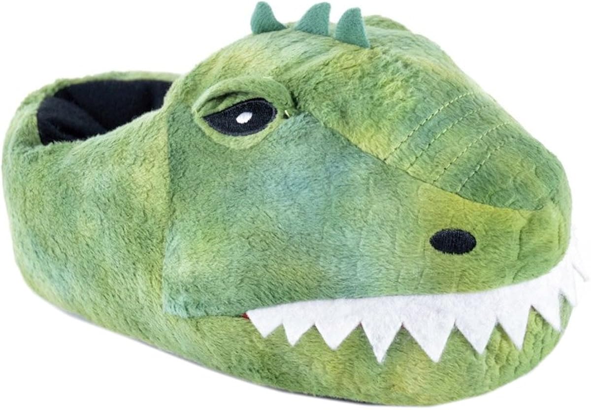 SlumberzzZ Childs/Kids Green Dinosaur Head Slippers Amazon.co.uk