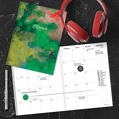 Time Factory Painted Greenery 7.5" x 10.25" January -December 2019 Monthly Planner (19-4231) - Thumbnail 3