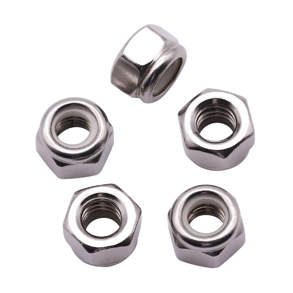 UNC 1/2"-13 inch Nylon Inserted Hex Locknuts (20 Pack), 304 Stainless Steel (18-8) lock nut, Finish Hex lock Nut