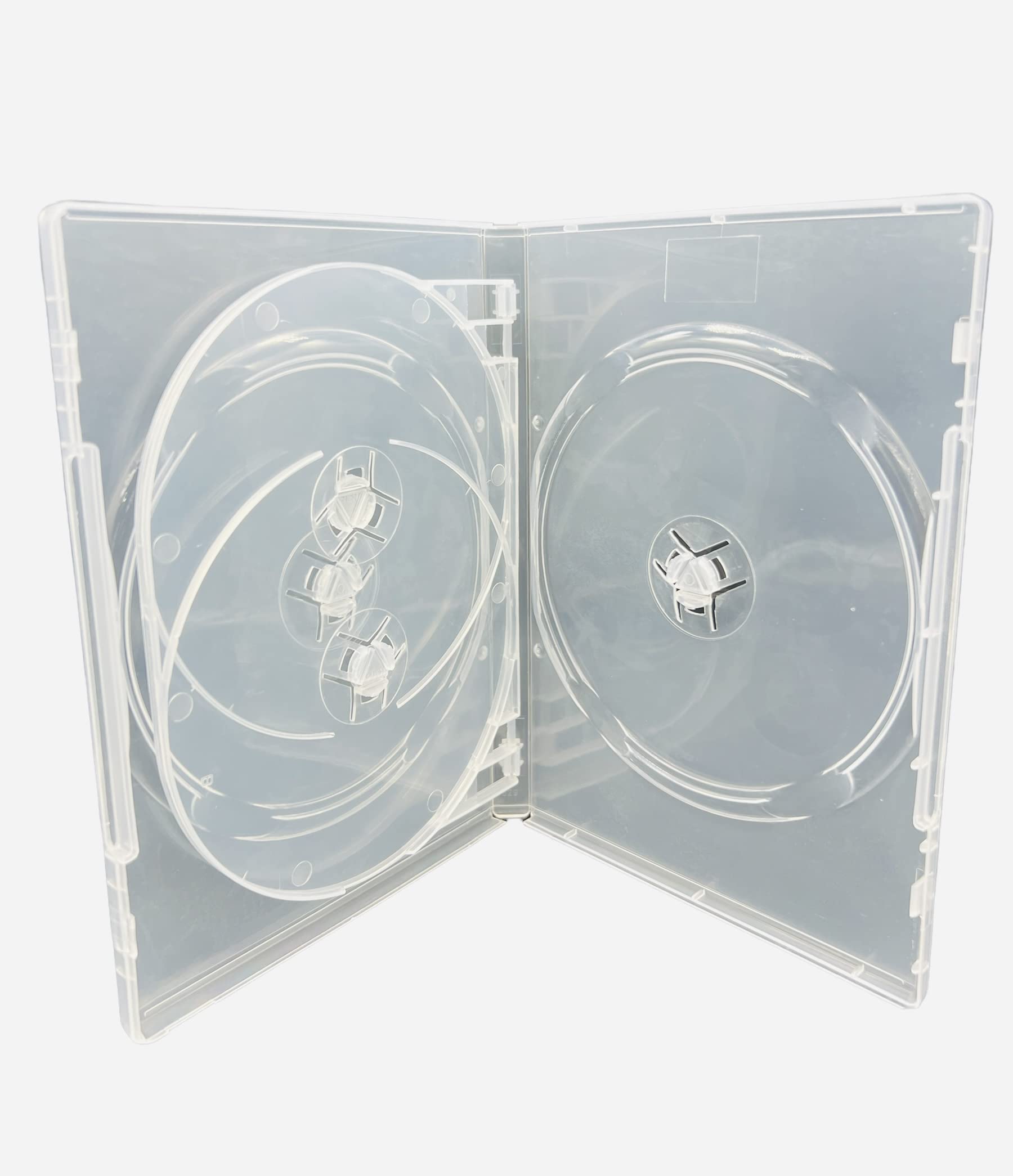 25 x Dragon Trading 4 Disc Clear DVD CD BLU RAY Disc Cases With a 14mm Spine and Outer Sleeve For Artwork Inlay.