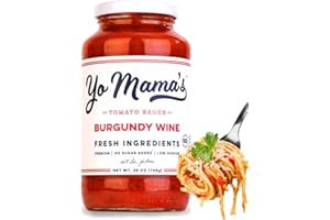 YO MAMA’S FOODS Yo Mama's Foods Keto Burgundy Wine Pasta Sauce - Pack of (1) - No Sugar Added, Low Carb, Low Sodium, Gluten Free, Paleo Friendly, and Made with Whole, Non-GMO Tomatoes