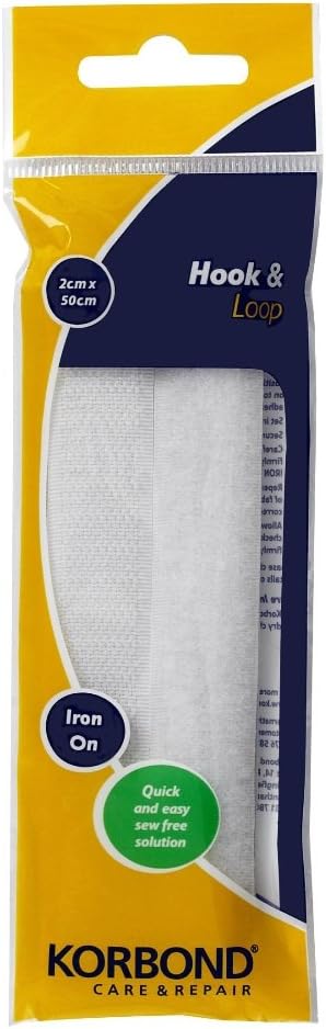 KORBOND Hook & Loop Iron On 50cm White