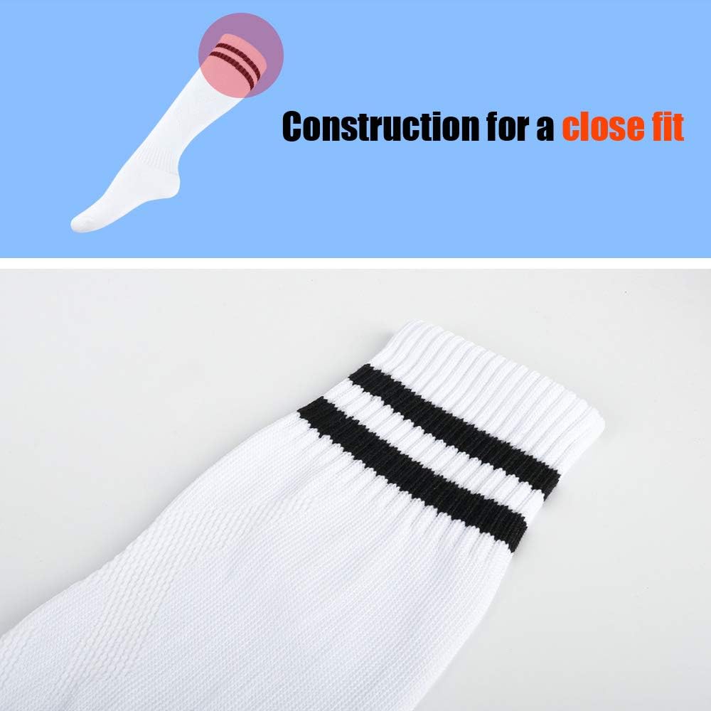 4 Pairs Soccer Socks for Kids (5-12 Years Old), Kids Football Socks, Sport Team White Black Knee High Socks For Youth Boys Girls Kids, Best for Running, Present for 5 6 7 8 9 10 11 12 Year old Kids: Clothing