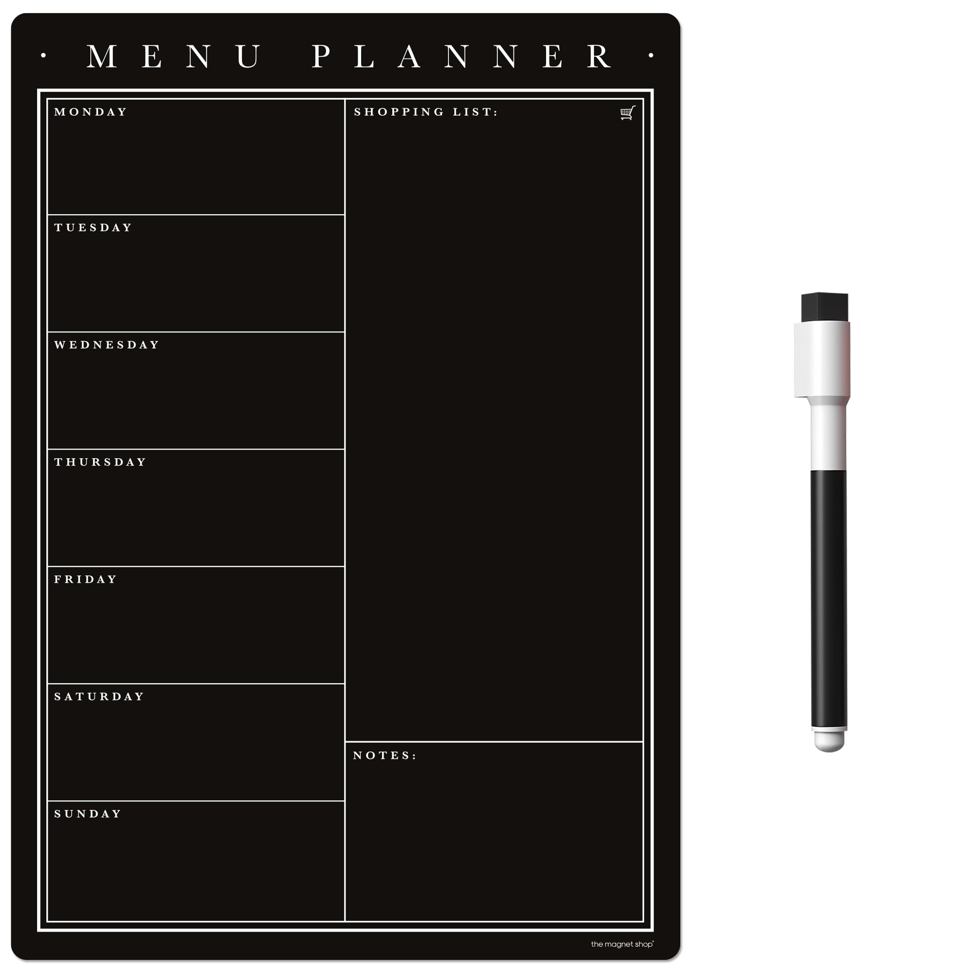 TMS Magnetic Meal Planner for Fridge | Made in The UK | Weekly Meal Prep Whiteboard, Calendar or Organiser for Work or Family Planning (Classic Blackboard, A4 (30 x 21cm))