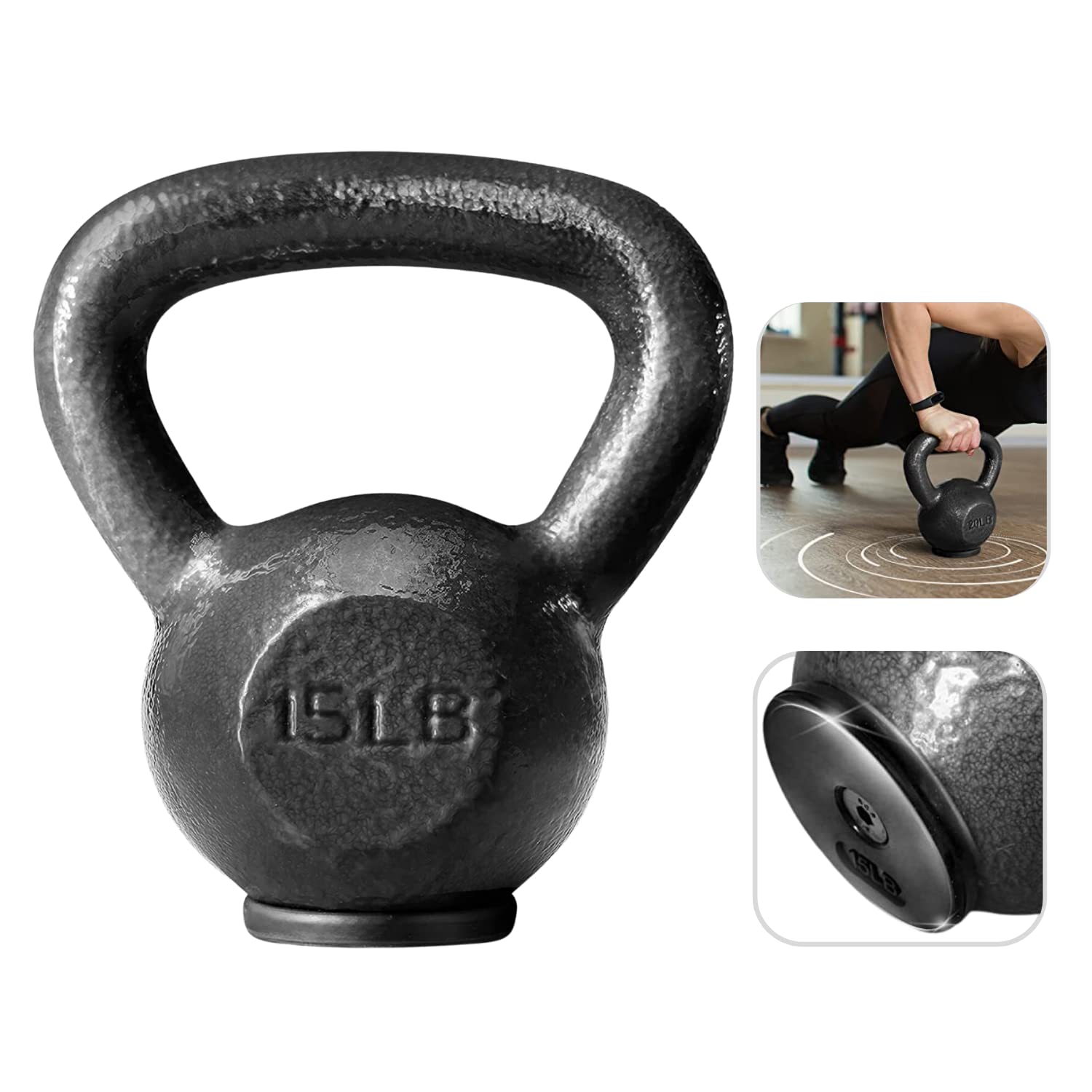 Yes4All Cast Iron Kettlebell With Protective Rubber Base, Strength Training Kettlebells for Weightlifting, Conditioning, Strength & Core Training