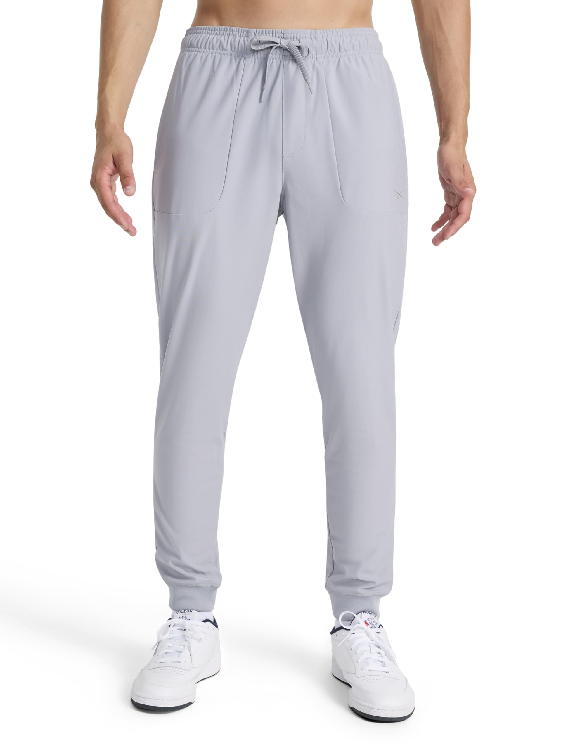 Reebok Men’s Striker Pant, Standard Fit, 30” Inseam, Lightweight Poly Fabric, Sleet, Small