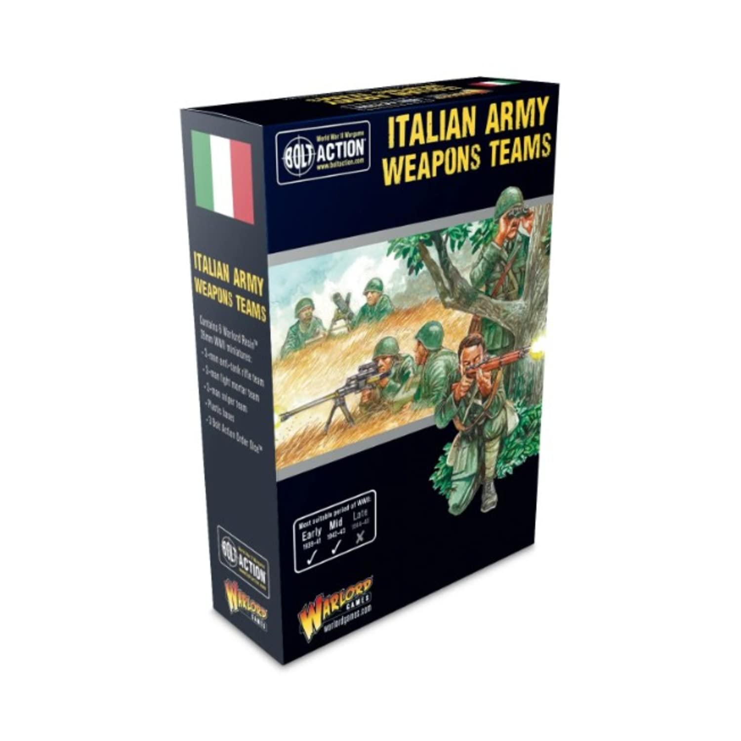 Warlord Games Italian Army Weapons Teams 28mm Scale Miniatures for Bolt Action Highly Detailed World War 2 Miniatures for Table-top Wargaming