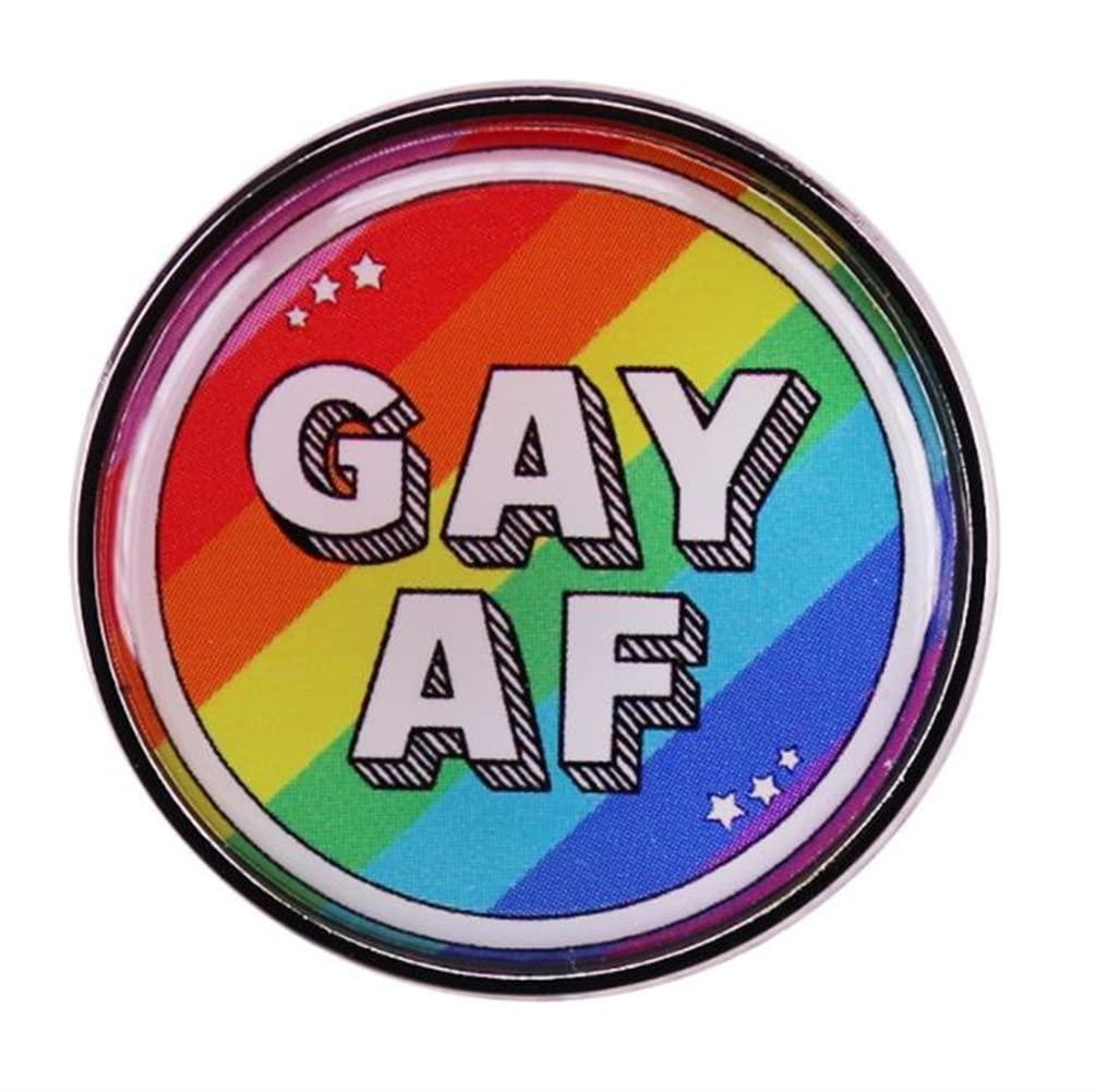 GAY AF Enamel Lapel Pin Button Rainbow Brooch LGBTQ Pride Badge Fashion Jewelry Gifts Accessories Jewelry