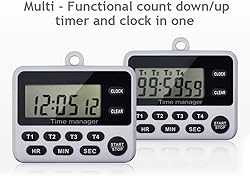 XREXS 4 Channels Digital Kitchen Timer Clock with
