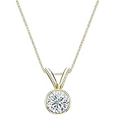 14k Yellow Gold Bezel-set Round Diamond Solitaire Pendant (1/5-1 cttw, White, SI2-I1)
