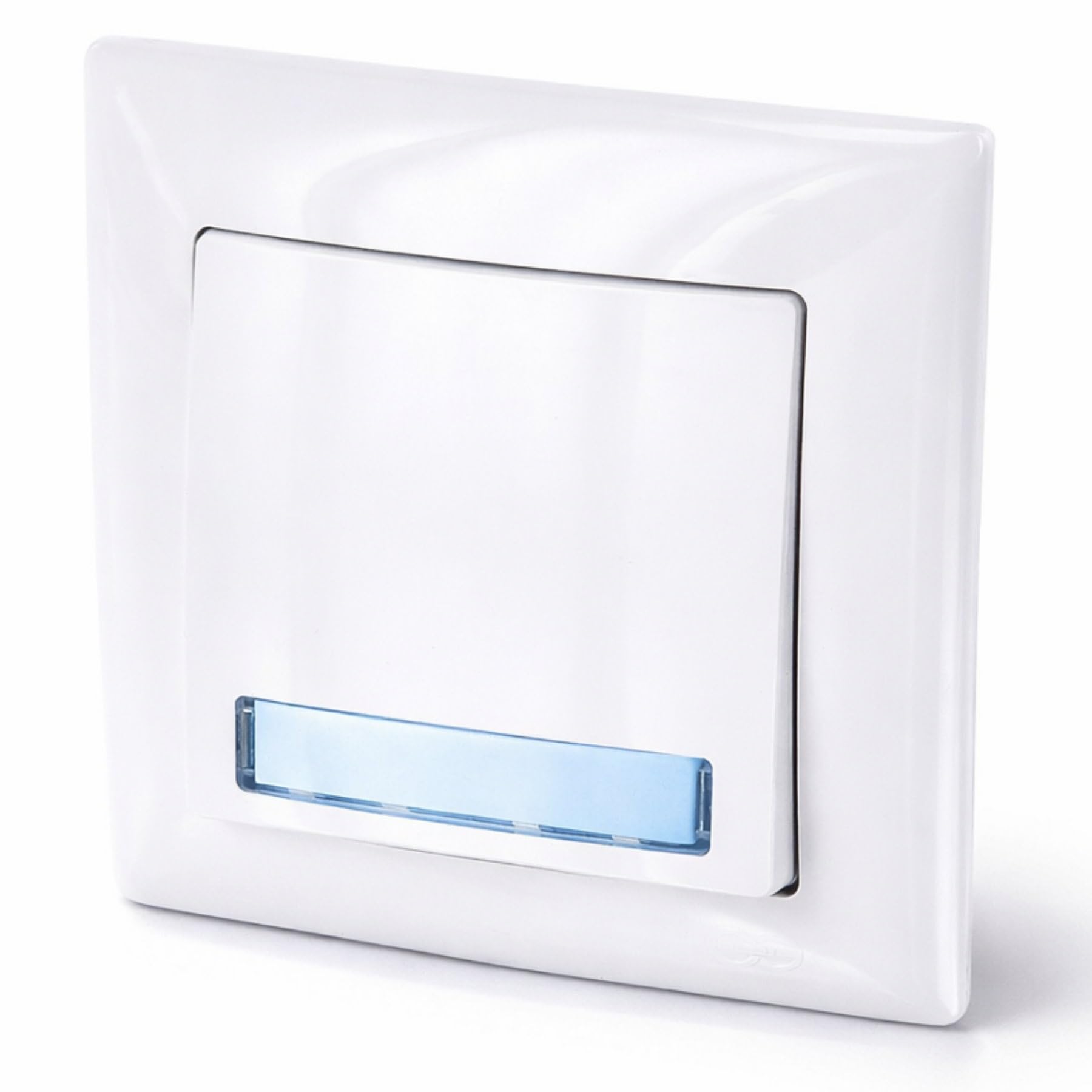 UP Bell Button with Name Plate + LED Lighting - All-in-One - Frame + Flush-Mounted Insert + Cover (Series G1 Pure White)