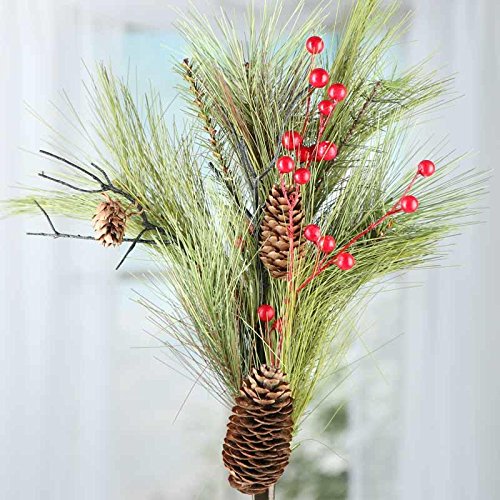 Factory Direct Craft 29 Inch Voluminous Artificial Pine and Red Berry Spray for Home and Holiday Decorating and Embellishing