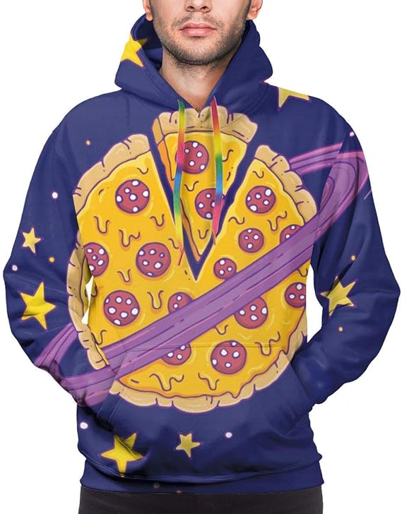 Amazon メンズパーカー漫画ピザプラネットスウェットスウェットシャツメンズカジュアルパーカーカジュアルトップフード付き トレーナー パーカー 通販