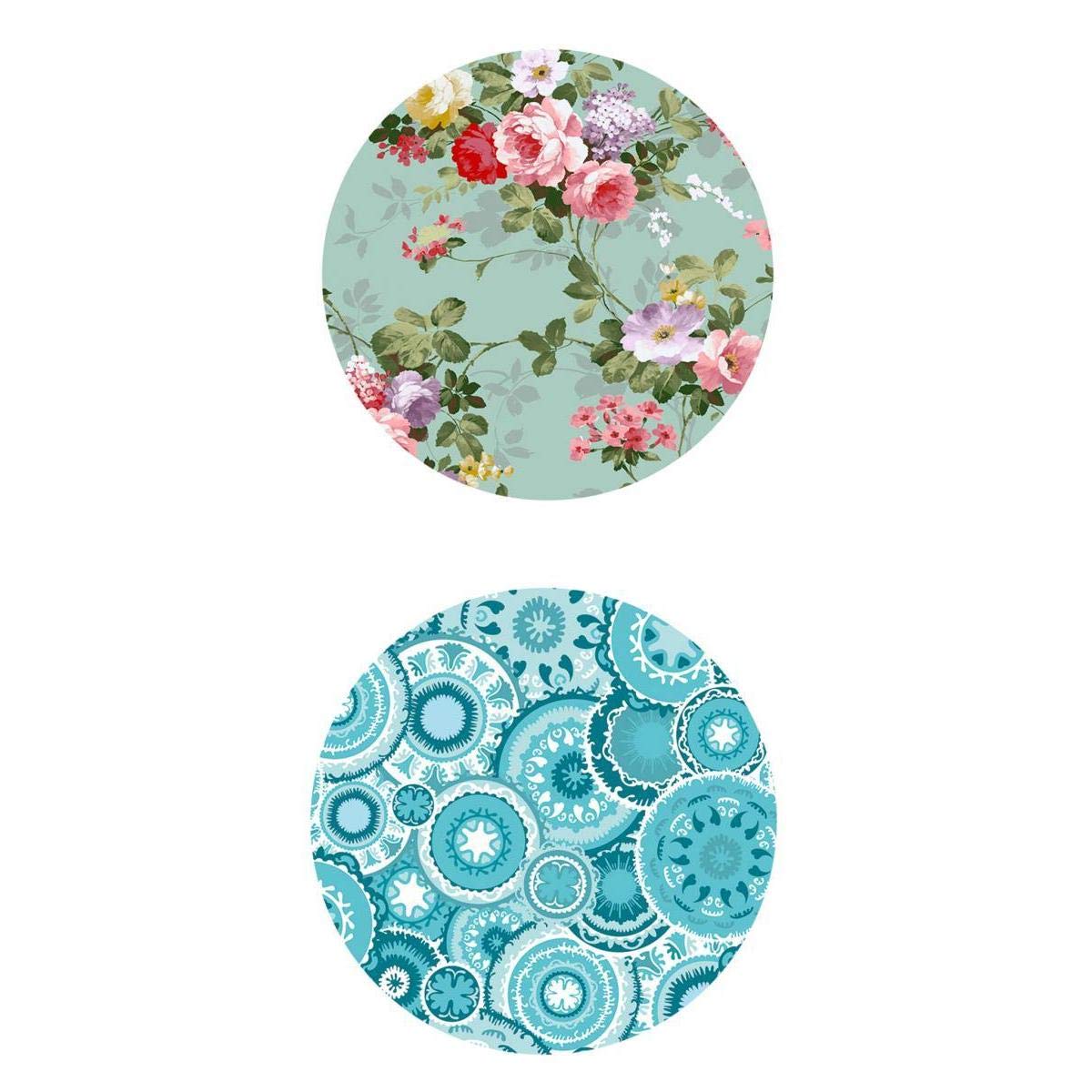 joyMerit 2PCS Covers for Home Elastic Edged Flannel Backed Fitted Table Covers Polyester Tablecloths - Multicolor Pattern + Peony -Fits Tables up to 59''